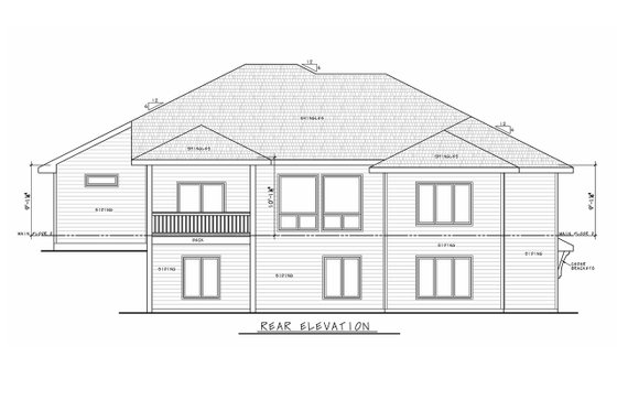 Exterior - Rear Elevation for Contemporary House Plan #20-2357 - 5 bed, 4 bath