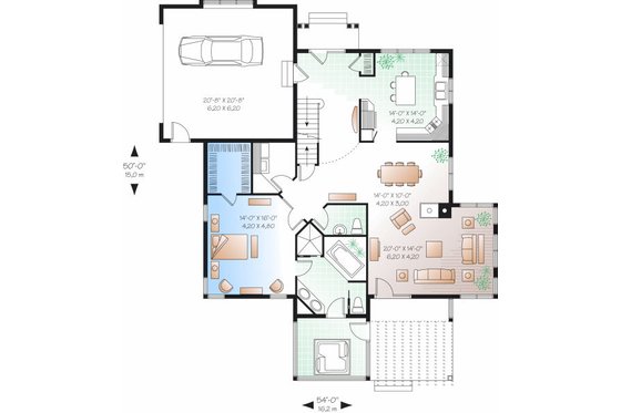 Floor Plan - Main Floor for Traditional House Plan #23-716 - 3 bed, 2.5 bath
