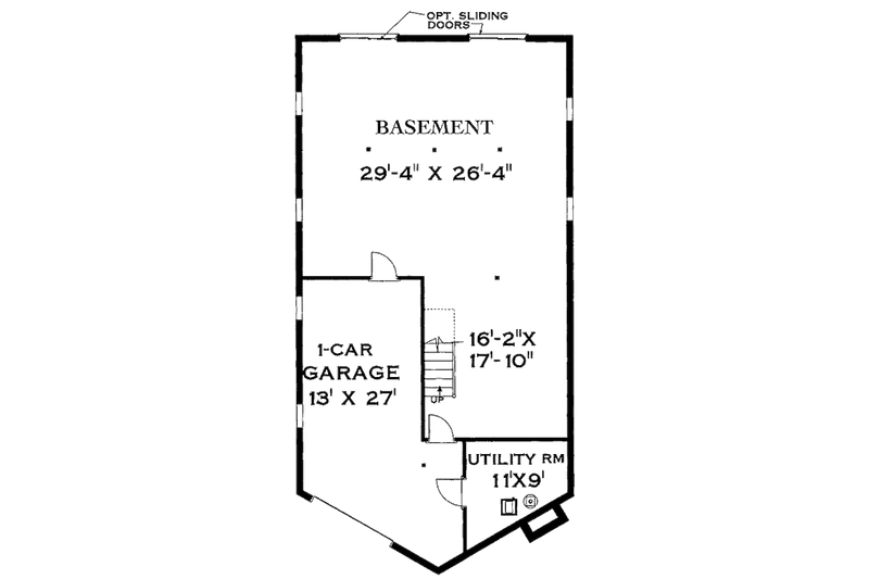 Architectural House Design - Floor Plan - Lower Floor for Cabin House Plan #3-227 - 3 bed, 2 bath