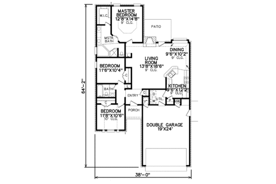 Floor Plan - Main Floor for Traditional House Plan #65-303 - 3 bed, 2 bath