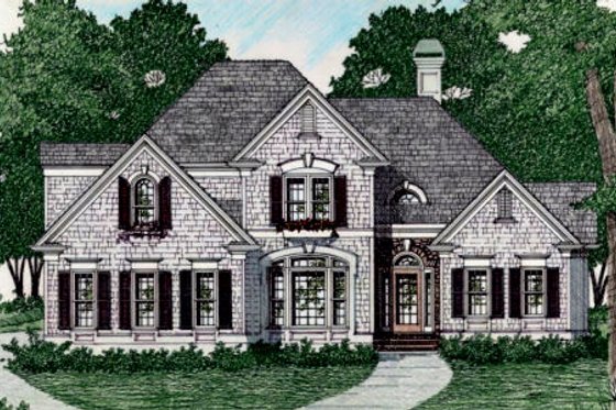Exterior - Front Elevation for Traditional House Plan #129-135 - 3 bed, 2.5 bath