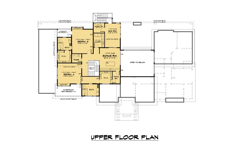 House Plan Design - Floor Plan - Upper Floor for Contemporary House Plan #1066-159 - 5 bed, 5.5 bath