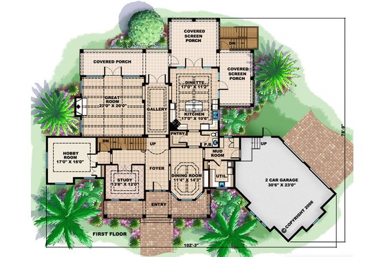 Floor Plan - Main Floor for Country House Plan #27-531 - 3 bed, 4.5 bath