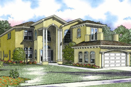 Exterior - Front Elevation for Mediterranean House Plan #420-238 - 5 bed, 5 bath