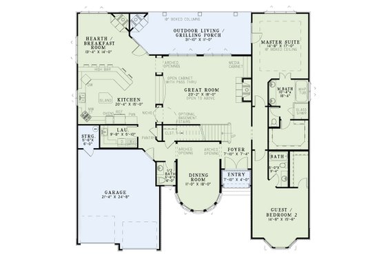 Floor Plan - Main Floor for European House Plan #17-3278 - 4 bed, 3.5 bath