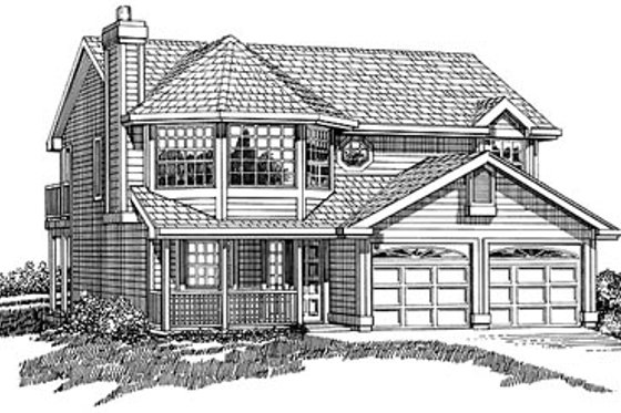 Exterior - Front Elevation for Traditional House Plan #47-234 - 3 bed, 2 bath