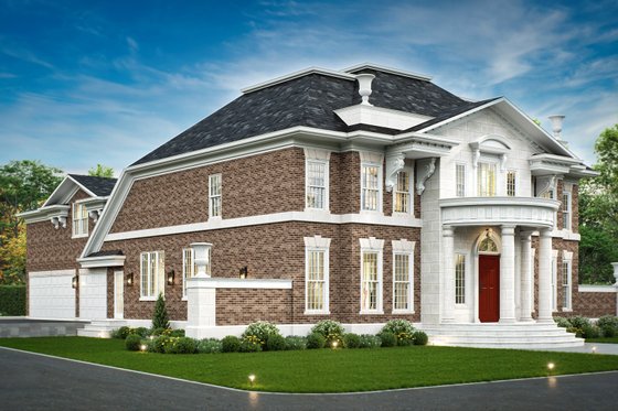 Exterior - Front Elevation 4 for Classical House Plan #119-253 - 5 bed, 3.5 bath