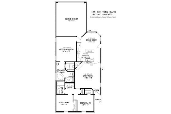 Floor Plan - Main Floor for European House Plan #424-125 - 3 bed, 2 bath