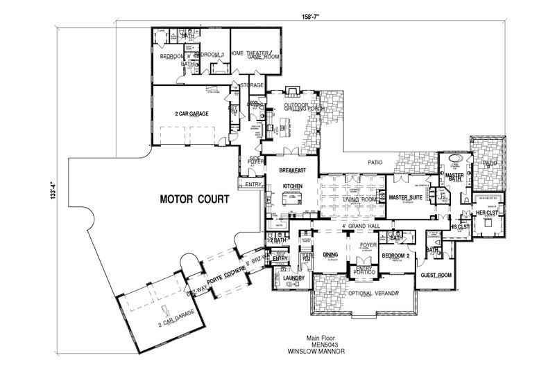 Dream House Plan - Floor Plan - Main Floor for European House Plan #923-74 - 5 bed, 5.5 bath
