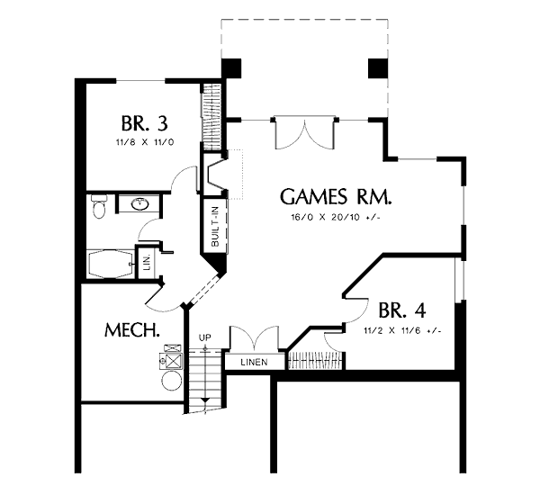 Traditional Floor Plan - Lower Floor Plan #48-420