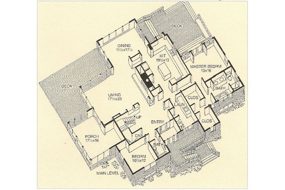 Floor Plan - Main Floor for Prairie House Plan #454-8 - 4 bed, 3 bath