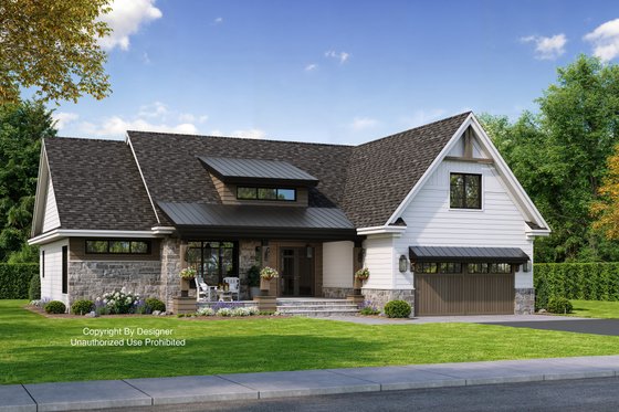 Exterior - Front Elevation 3 for Farmhouse House Plan #51-1228 - 3 bed, 2 bath