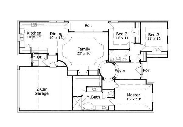 Floor Plan - Main Floor for European House Plan #411-702 - 3 bed, 2 bath