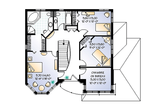Floor Plan - Upper Floor for European House Plan #23-285 - 3 bed, 2.5 bath