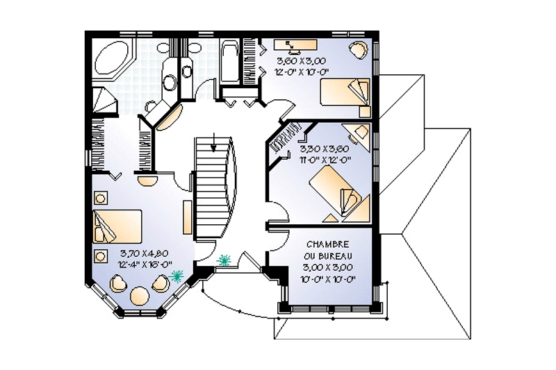 Home Plan - Floor Plan - Upper Floor for European House Plan #23-285 - 3 bed, 2.5 bath