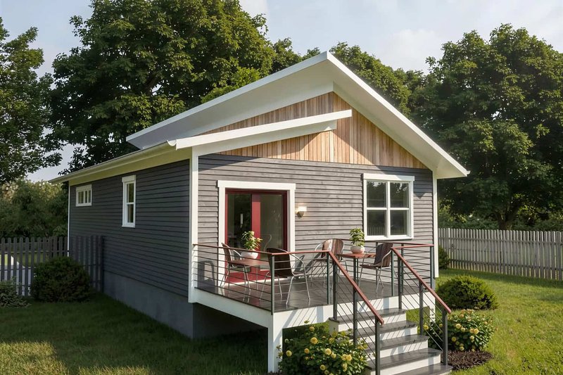 House Design - Exterior - Rear Elevation for Modern House Plan #79-330 - 3 bed, 2 bath