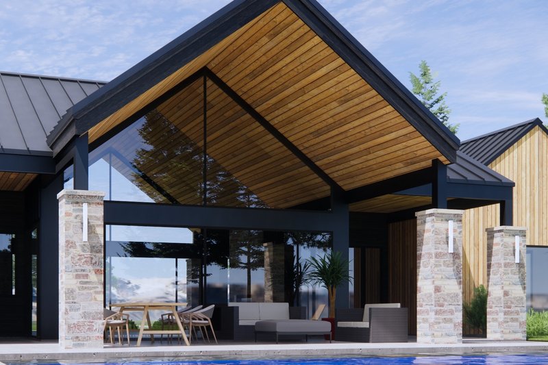 House Design - Exterior - Rear Elevation 2 for Modern House Plan #1096-59 - 4 bed, 3.5 bath