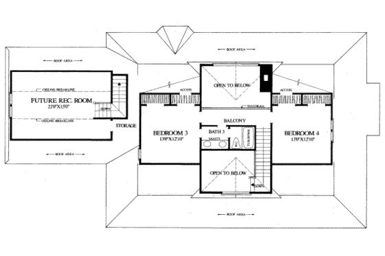 Floor Plan - Upper Floor for Southern House Plan #137-246 - 4 bed, 3 bath
