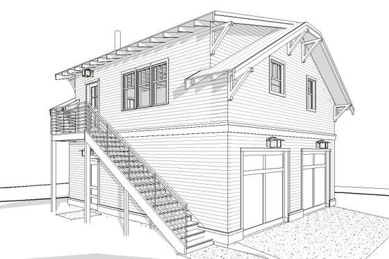 Exterior - Other Elevation 3 for Craftsman House Plan #895-121 - 2 bed, 1 bath
