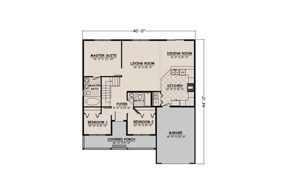 Floor Plan - Main Floor 1 for Ranch House Plan #1082-1 - 3 bed, 2 bath