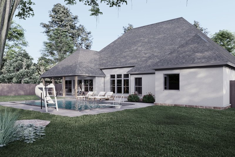 House Design - Exterior - Rear Elevation 1 for European House Plan #923-403 - 4 bed, 4 bath