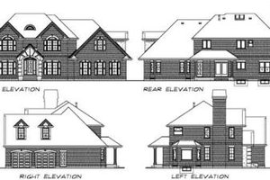 Exterior - Rear Elevation for European House Plan #47-389 - 4 bed, 2.5 bath
