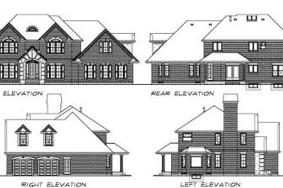 Exterior - Rear Elevation for European House Plan #47-389 - 4 bed, 2.5 bath