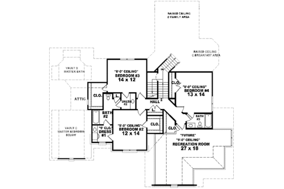 Floor Plan - Upper Floor for European House Plan #81-572 - 4 bed, 3.5 bath