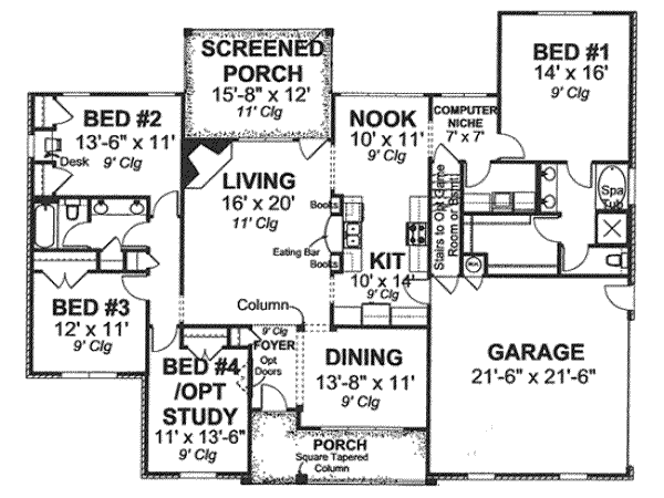 House Blueprint - Traditional Floor Plan - Main Floor Plan #20-1874