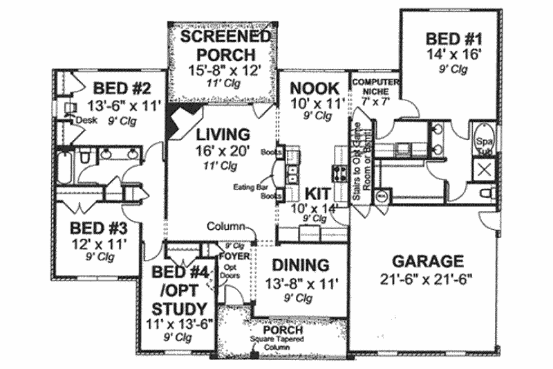 Dream House Plan - Floor Plan - Main Floor for Traditional House Plan #20-1874 - 4 bed, 2 bath