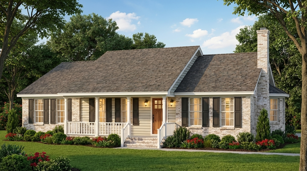 Exterior - Front Elevation 2 for Traditional House Plan #406-216 - 3 bed, 2 bath