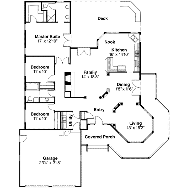 House Plan Design - Traditional Floor Plan - Main Floor Plan #124-154