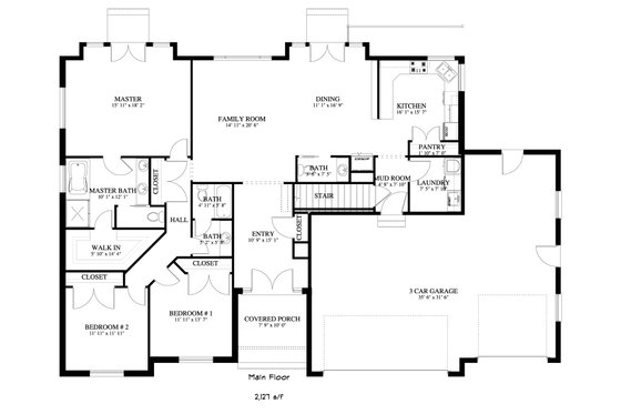 Floor Plan - Main Floor for Traditional House Plan #1060-216 - 3 bed, 2.5 bath