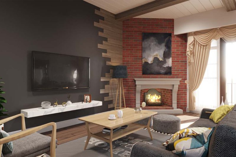 House Blueprint - Interior - Family Room for Traditional House Plan #54-448 - 3 bed, 3 bath