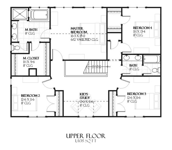 European Floor Plan - Upper Floor Plan #901-79