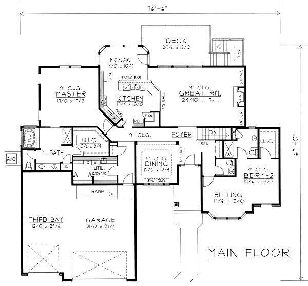 Ranch Floor Plan - Main Floor Plan #112-144
