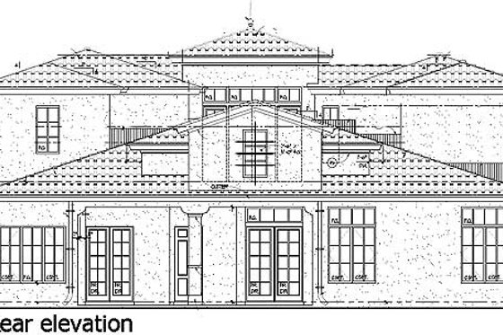 Exterior - Rear Elevation for Mediterranean House Plan #135-166 - 4 bed, 3.5 bath
