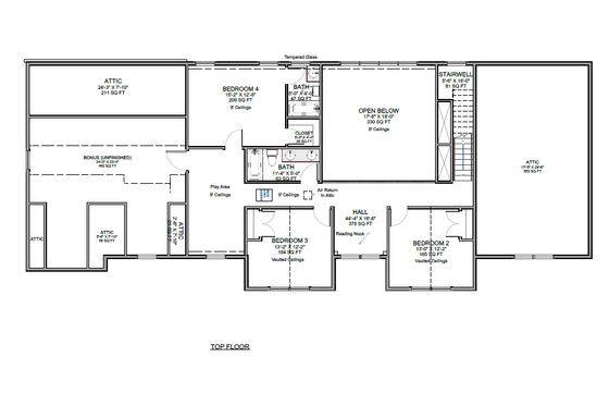 Floor Plan - Upper Floor for Contemporary House Plan #1116-10 - 4 bed, 3.5 bath
