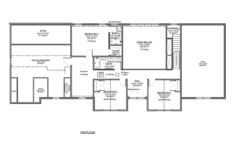 Architectural House Design - Floor Plan - Upper Floor for Contemporary House Plan #1116-10 - 4 bed, 3.5 bath