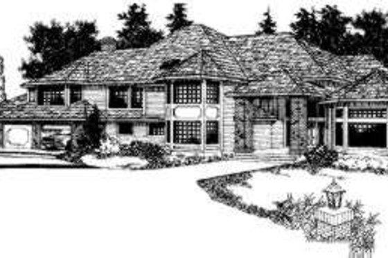 Exterior - Front Elevation for Traditional House Plan #303-432 - 4 bed, 4 bath