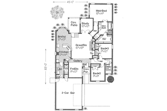 Floor Plan - Main Floor for European House Plan #310-314 - 3 bed, 2.5 bath