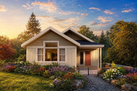 Exterior - Front Elevation for Craftsman House Plan #124-1391 - 3 bed, 2 bath