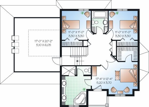 House Blueprint - Traditional Floor Plan - Upper Floor Plan #23-809