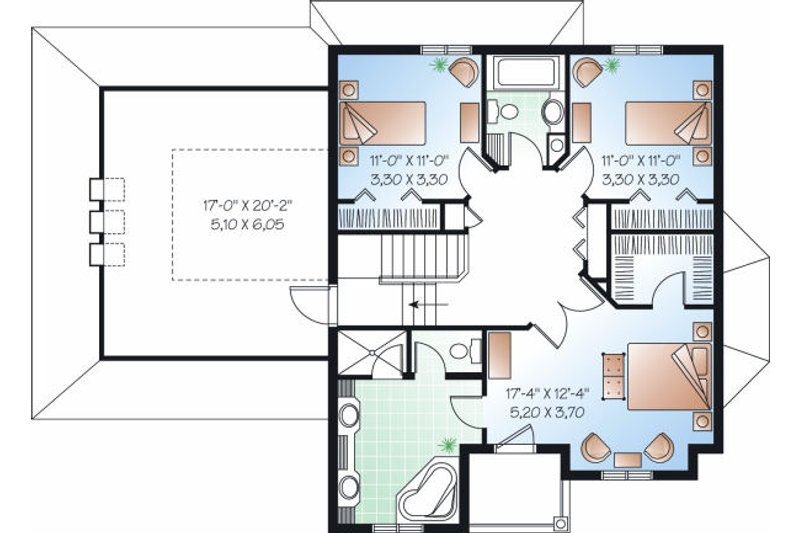 House Design - Floor Plan - Upper Floor for Traditional House Plan #23-809 - 3 bed, 2.5 bath