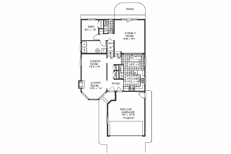 Architectural House Design - Floor Plan - Main Floor for Traditional House Plan #18-229 - 4 bed, 2.5 bath