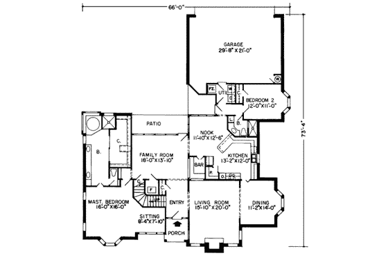 Floor Plan - Main Floor for European House Plan #312-461 - 5 bed, 3 bath