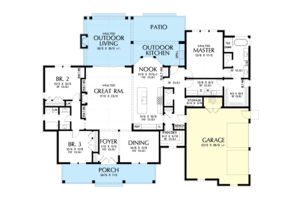 Floor Plan - Main Floor for Farmhouse House Plan #48-983 - 3 bed, 2.5 bath