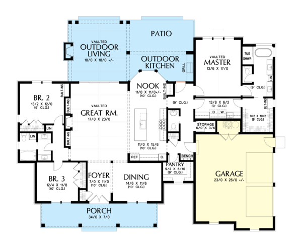 Architectural House Design - Farmhouse Floor Plan - Main Floor Plan #48-983