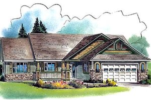 Ranch Exterior - Front Elevation Plan #18-329
