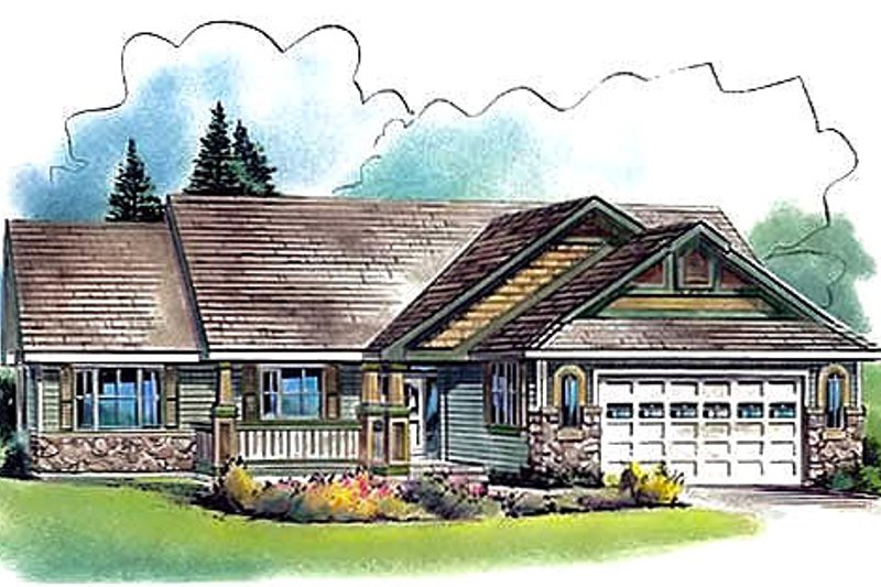Ranch Style House Plan - 2 Beds 2.5 Baths 1863 Sq/Ft Plan #18-329